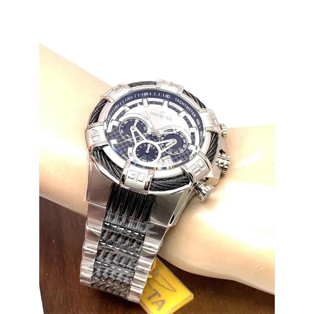 Invicta Men's Watch 29569 Bolt Quartz Chronograph Silver Black Stainless Steel